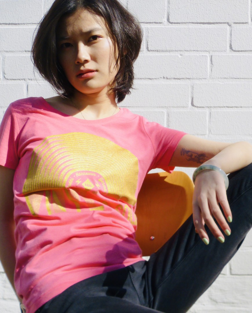 Vinyl is Solid T-Shirt in pink/gold